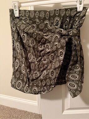 Zara Olive Green and White Circular Print Wrap Skort
